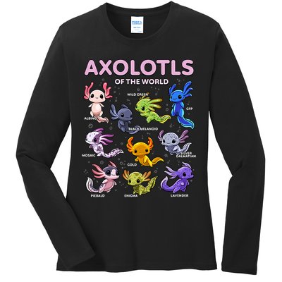 Axolotl Kawaii Axolotls Of The World Axolotl Animals Ladies Long Sleeve Shirt