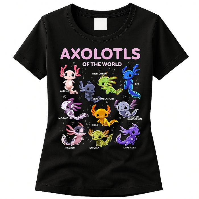 Axolotl Kawaii Axolotls Of The World Axolotl Animals Womens T-Shirt