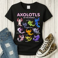 Axolotl Kawaii Axolotls Of The World Axolotl Animals Womens T-Shirt