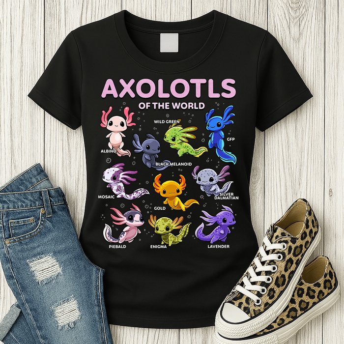 Axolotl Kawaii Axolotls Of The World Axolotl Animals Womens T-Shirt