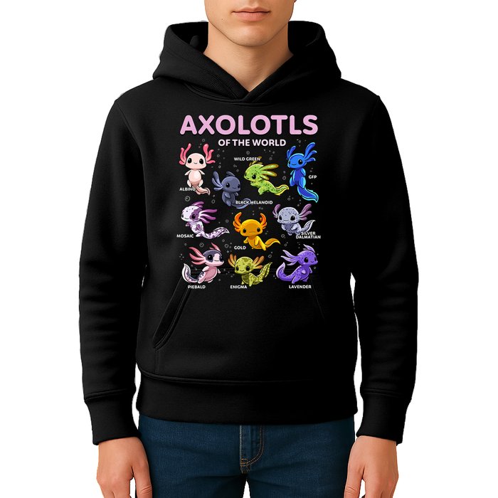 Axolotl Kawaii Axolotls Of The World Axolotl Animals Kids Hoodie