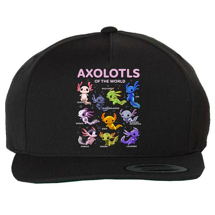 Axolotl Kawaii Axolotls Of The World Axolotl Animals Wool Snapback Cap