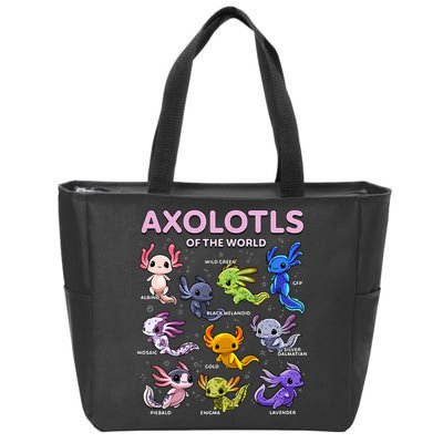 Axolotl Kawaii Axolotls Of The World Axolotl Animals Zip Tote Bag