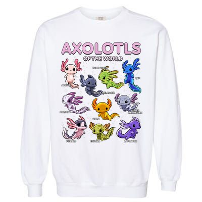 Axolotl Kawaii Axolotls Of The World Axolotl Animals Garment-Dyed Sweatshirt
