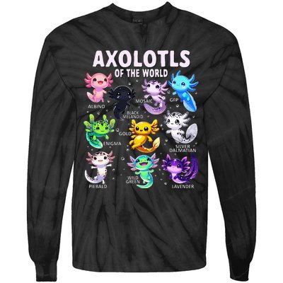 Axolotl Kawaii Axolotls Of The World Axolotl Animals Tie-Dye Long Sleeve Shirt