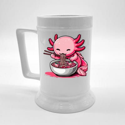 Anime Kawaii Axolotl Eating Ra Noodles  Beer Stein