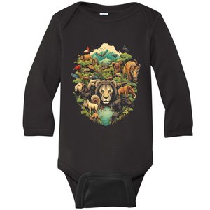 Animal Kingdom Animal Lover Nature Forest Baby Long Sleeve Bodysuit