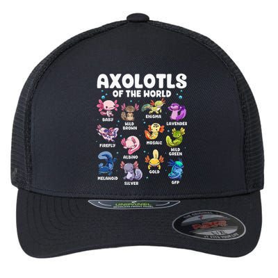 Axolotl Kawaii Axolotls Of The World Axolotl Animals Flexfit Unipanel Trucker Cap