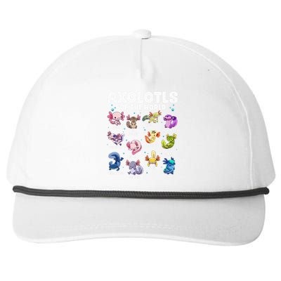 Axolotl Kawaii Axolotls Of The World Axolotl Animals Snapback Five-Panel Rope Hat