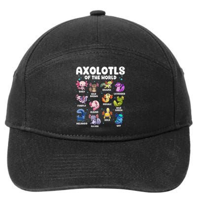 Axolotl Kawaii Axolotls Of The World Axolotl Animals 7-Panel Snapback Hat