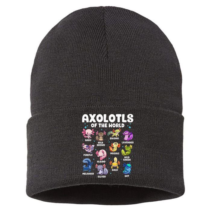 Axolotl Kawaii Axolotls Of The World Axolotl Animals Sustainable Knit Beanie