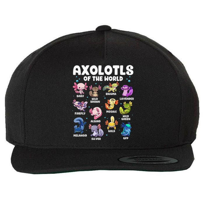 Axolotl Kawaii Axolotls Of The World Axolotl Animals Wool Snapback Cap