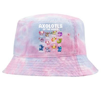 Axolotl Kawaii Axolotls Of The World Axolotl Animals Tie-Dyed Bucket Hat