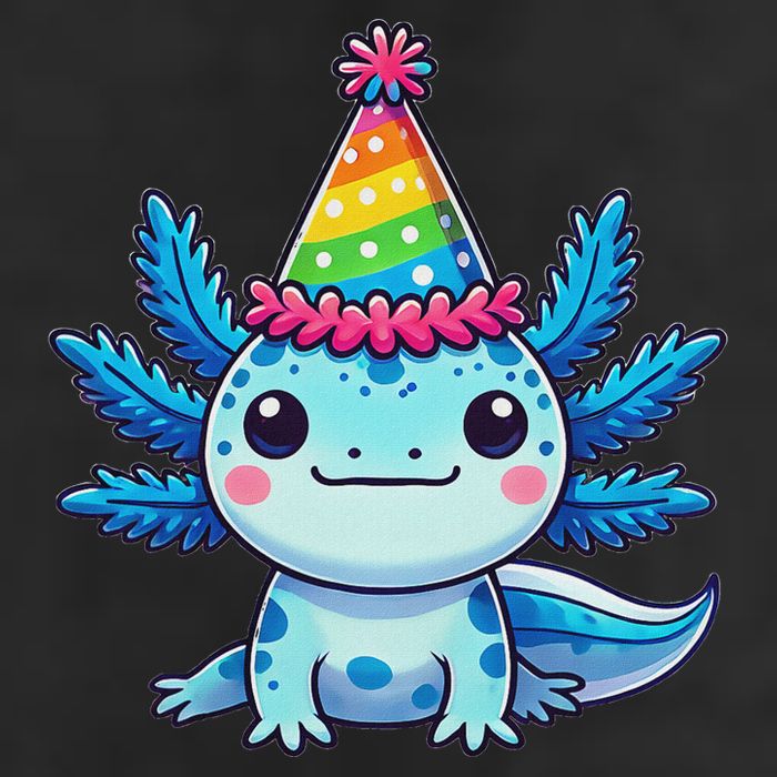 Anime Kawaii Axolotl Birthday Party Hat 7 Panel Mesh Trucker Snapback Hat