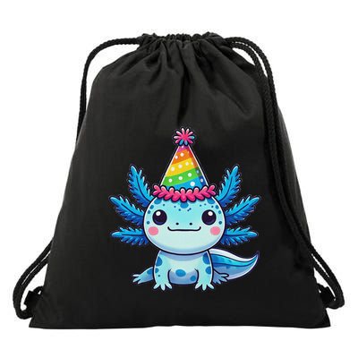 Anime Kawaii Axolotl Birthday Party Hat Drawstring Bag