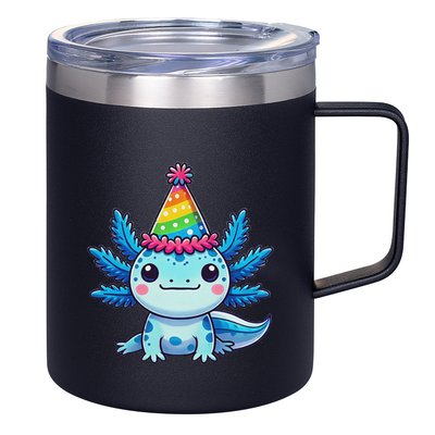 Anime Kawaii Axolotl Birthday Party Hat 12oz Stainless Steel Coffee Mug