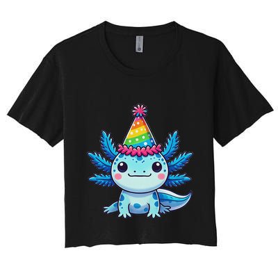 Anime Kawaii Axolotl Birthday Party Hat Crop Top