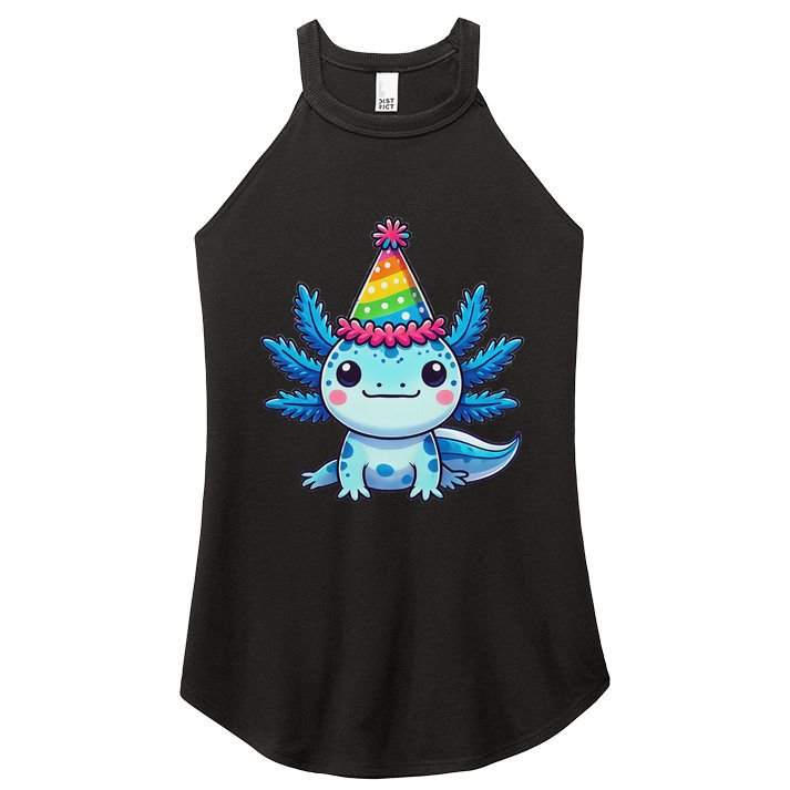 Anime Kawaii Axolotl Birthday Party Hat Women's Perfect Tri Rocker Tank