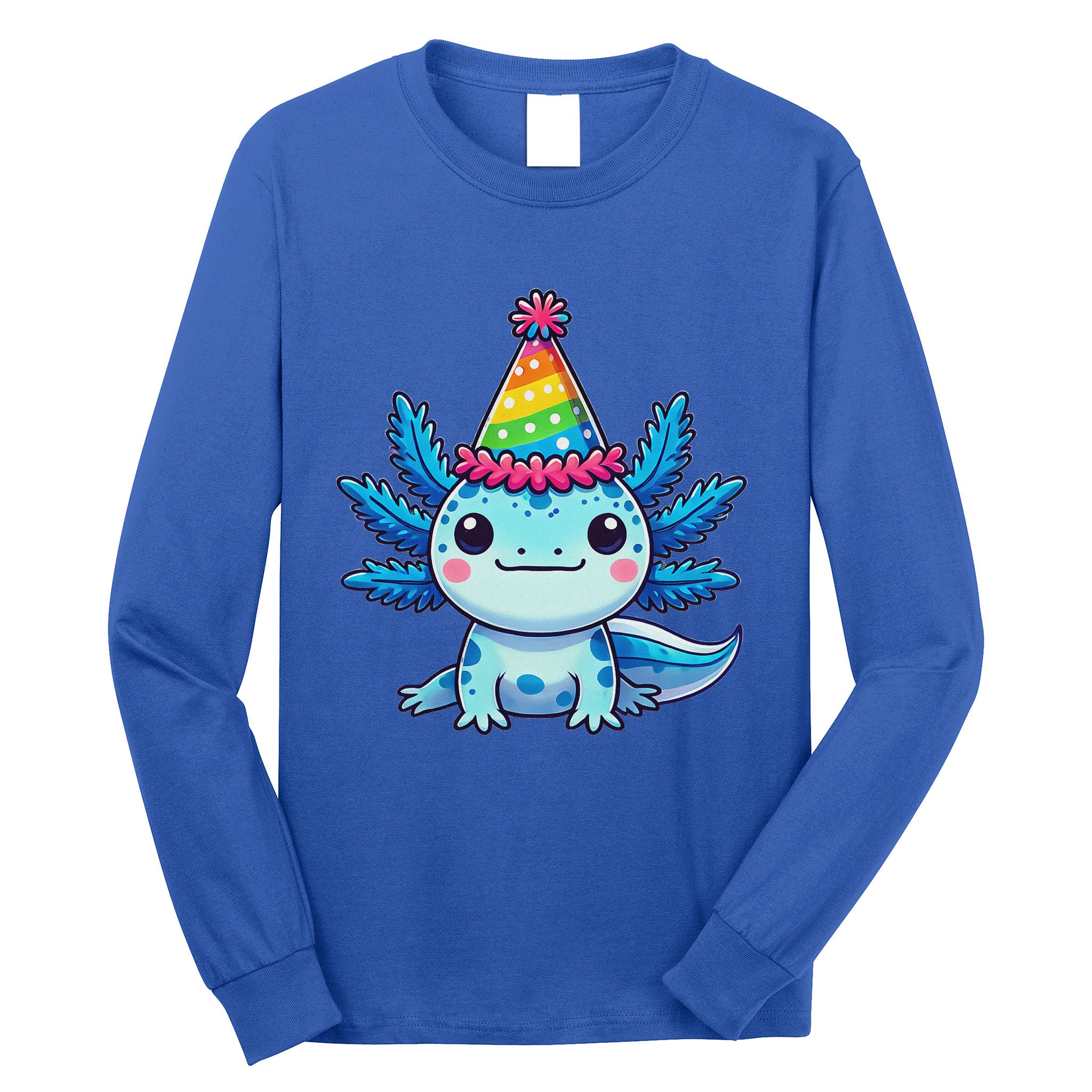 Anime Kawaii Axolotl Birthday Party Hat Long Sleeve Shirt
