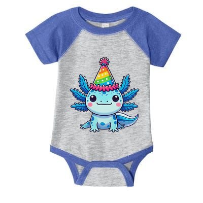 Anime Kawaii Axolotl Birthday Party Hat Infant Baby Jersey Bodysuit