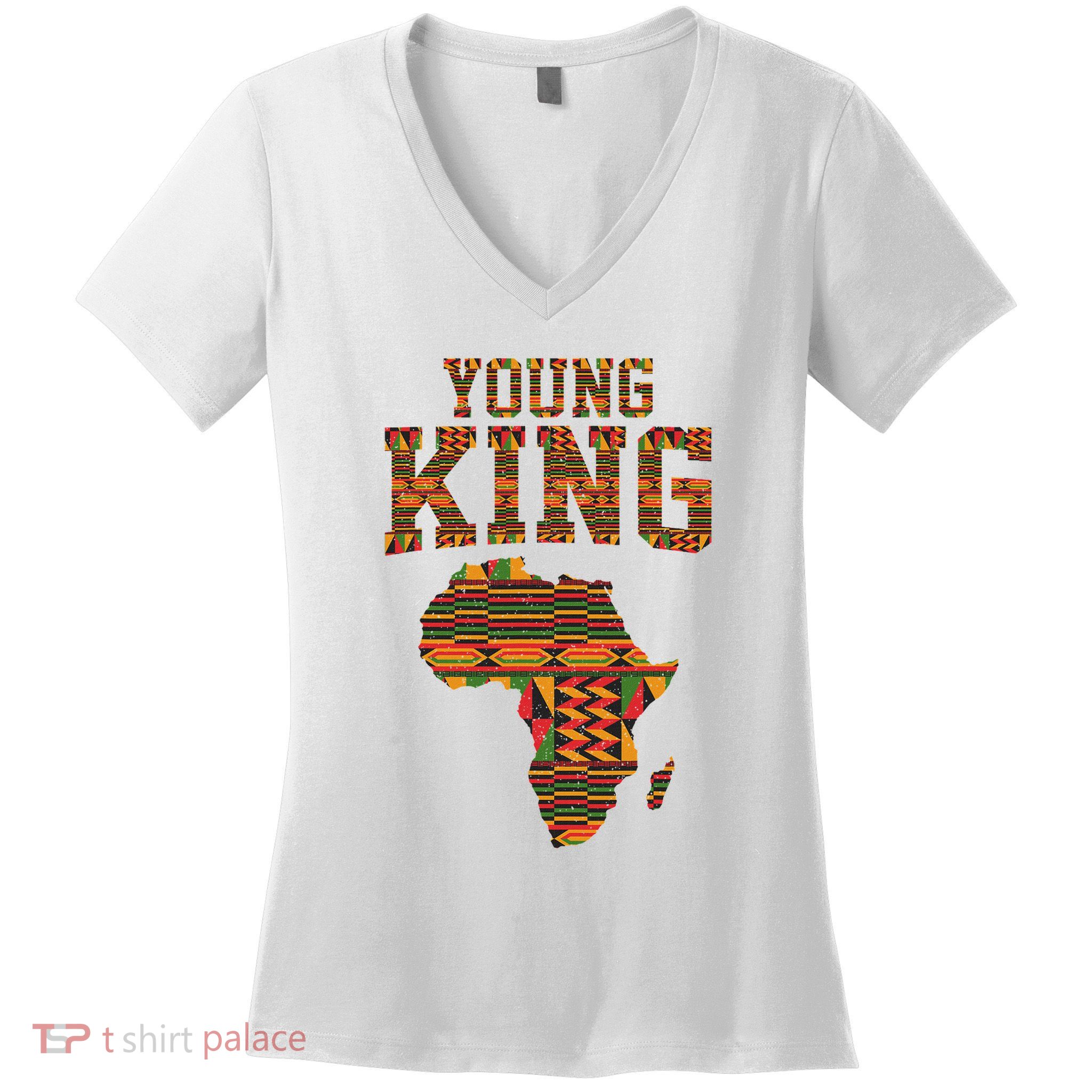 African King Art Kente Cloth African Print Women's V-Neck T-Shirt