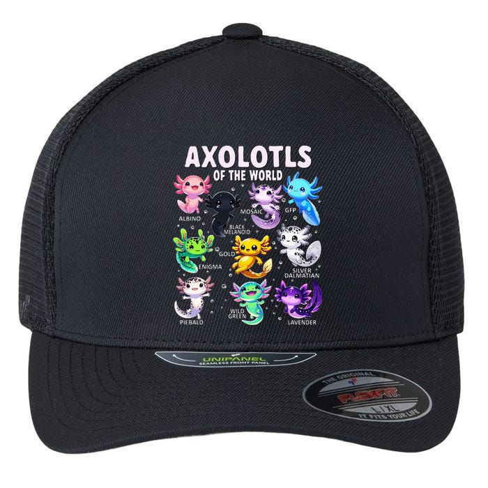 Axolotl Kawaii Axolotls Of The World Axolotl Animals Flexfit Unipanel Trucker Cap