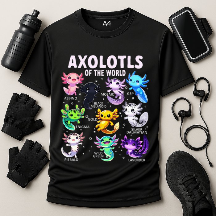 Axolotl Kawaii Axolotls Of The World Axolotl Animals Performance Shirt