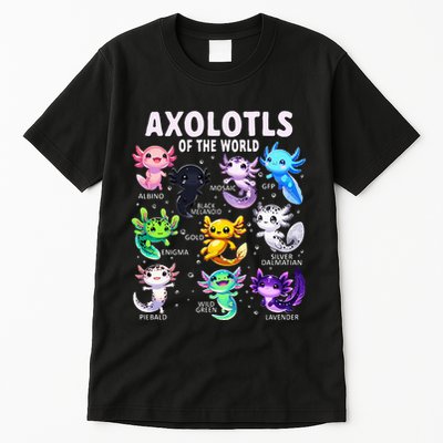 Axolotl Kawaii Axolotls Of The World Axolotl Animals Tall T-Shirt