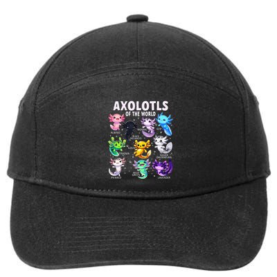 Axolotl Kawaii Axolotls Of The World Axolotl Animals 7-Panel Snapback Hat