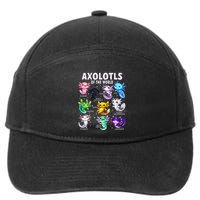 Axolotl Kawaii Axolotls Of The World Axolotl Animals 7-Panel Snapback Hat