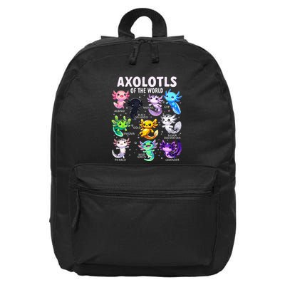 Axolotl Kawaii Axolotls Of The World Axolotl Animals 16 in Basic Backpack