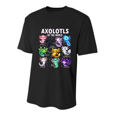 Axolotl Kawaii Axolotls Of The World Axolotl Animals Youth Performance Sprint T-Shirt