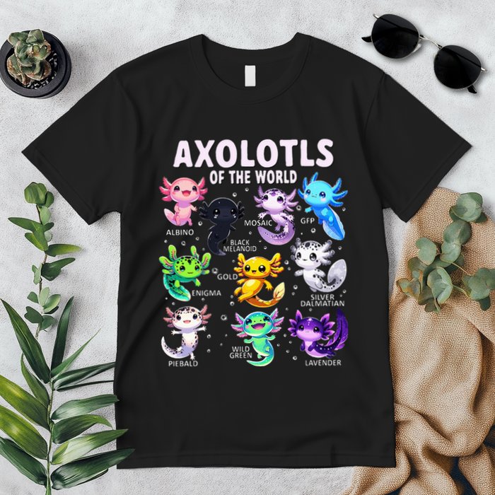 Axolotl Kawaii Axolotls Of The World Axolotl Animals Premium T-Shirt