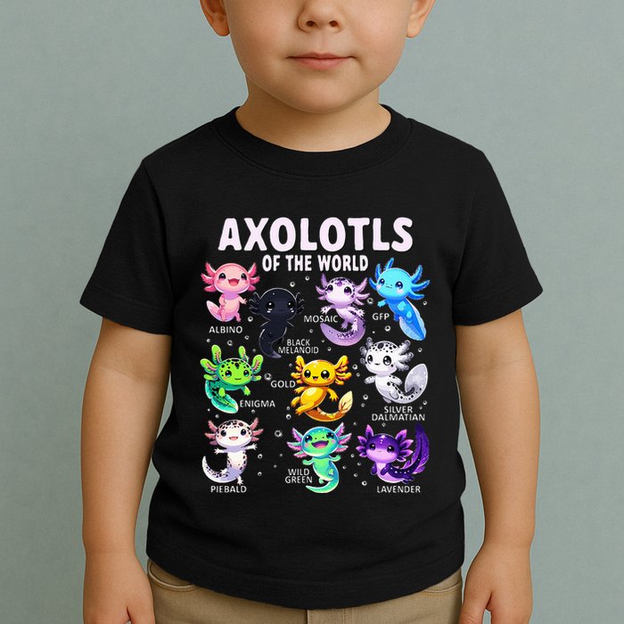 Axolotl Kawaii Axolotls Of The World Axolotl Animals Toddler T-Shirt