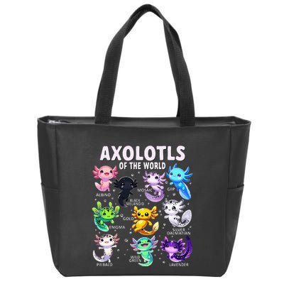 Axolotl Kawaii Axolotls Of The World Axolotl Animals Zip Tote Bag