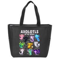 Axolotl Kawaii Axolotls Of The World Axolotl Animals Zip Tote Bag