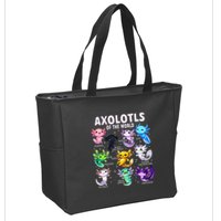 Axolotl Kawaii Axolotls Of The World Axolotl Animals Zip Tote Bag
