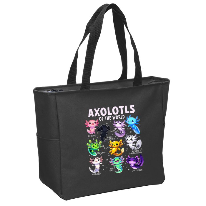 Axolotl Kawaii Axolotls Of The World Axolotl Animals Zip Tote Bag