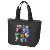 Axolotl Kawaii Axolotls Of The World Axolotl Animals Zip Tote Bag