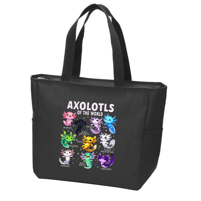 Axolotl Kawaii Axolotls Of The World Axolotl Animals Zip Tote Bag