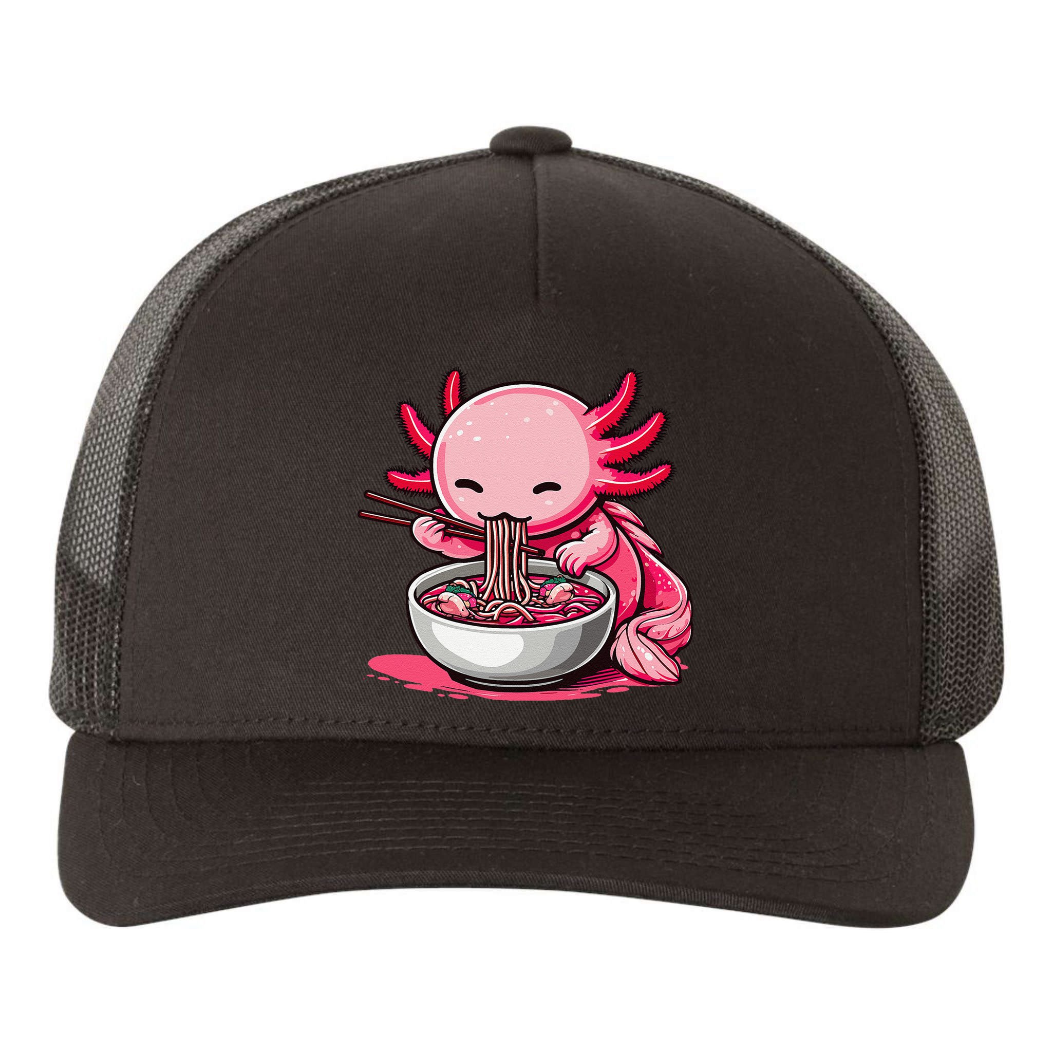 Anime Kawaii Axolotl Eating Ramen Noodles Gift Yupoong Adult 5-Panel Trucker Hat