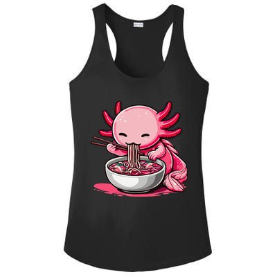 Anime Kawaii Axolotl Eating Ramen Noodles Gift Ladies PosiCharge Competitor Racerback Tank