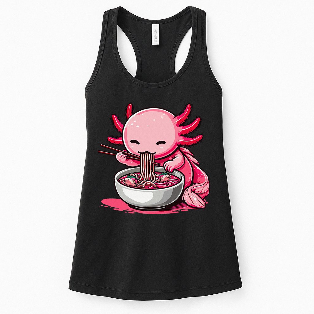 Anime Kawaii Axolotl Eating Ramen Noodles Gift Womens Tank Top