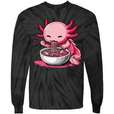 Anime Kawaii Axolotl Eating Ramen Noodles Gift Tie-Dye Long Sleeve Shirt