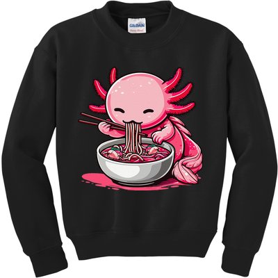 Anime Kawaii Axolotl Eating Ramen Noodles Gift Kids Sweatshirt