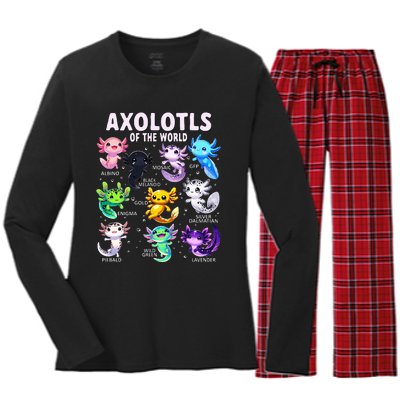 Axolotl Kawaii Axolotls Of The World Axolotl Animals Women's Long Sleeve Flannel Pajama Set 