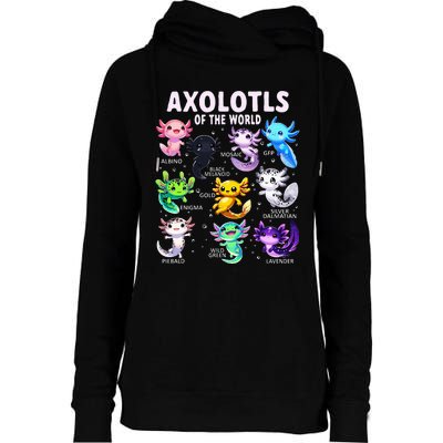 Axolotl Kawaii Axolotls Of The World Axolotl Animals Womens Funnel Neck Pullover Hood