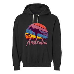 Australia Kangaroo Aussie Australian Souvenir Tourist Retro Garment-Dyed Fleece Hoodie