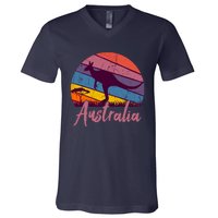 Australia Kangaroo Aussie Australian Souvenir Tourist Retro V-Neck T-Shirt