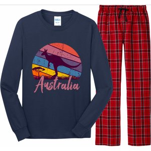 Australia Kangaroo Aussie Australian Souvenir Tourist Retro Long Sleeve Pajama Set